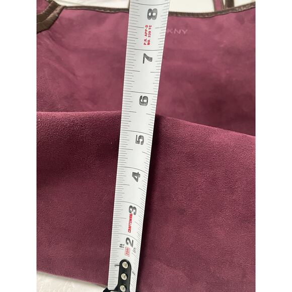 Vintage DKNY Tote Bag Velour Velvet Burgundy Reversible - Picture 14 of 14
